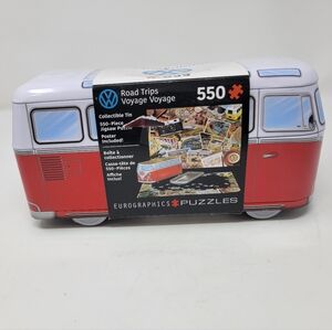 New Eurographics VW Road Trips Collectible Bus-Shaped Tin Puzzle Volkswagen
